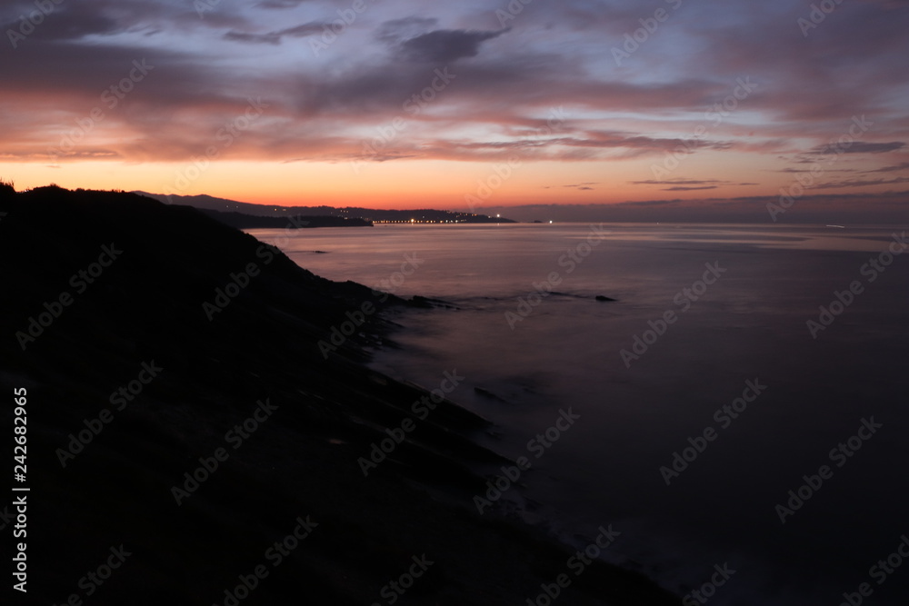 coucher de soleil sur la cote basque