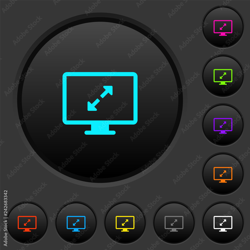 Adjust screen resolution dark push buttons with color icons Adjust screen resolution dark push buttons with color icons