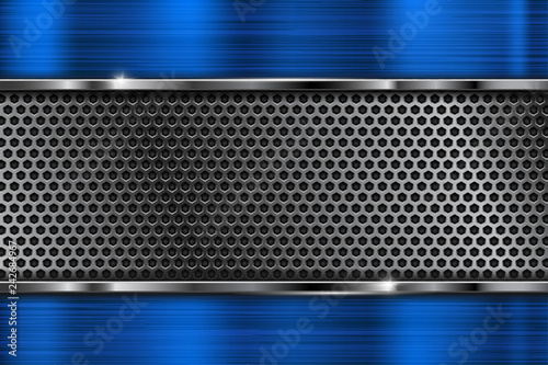 Perforated texture with blue metal frame