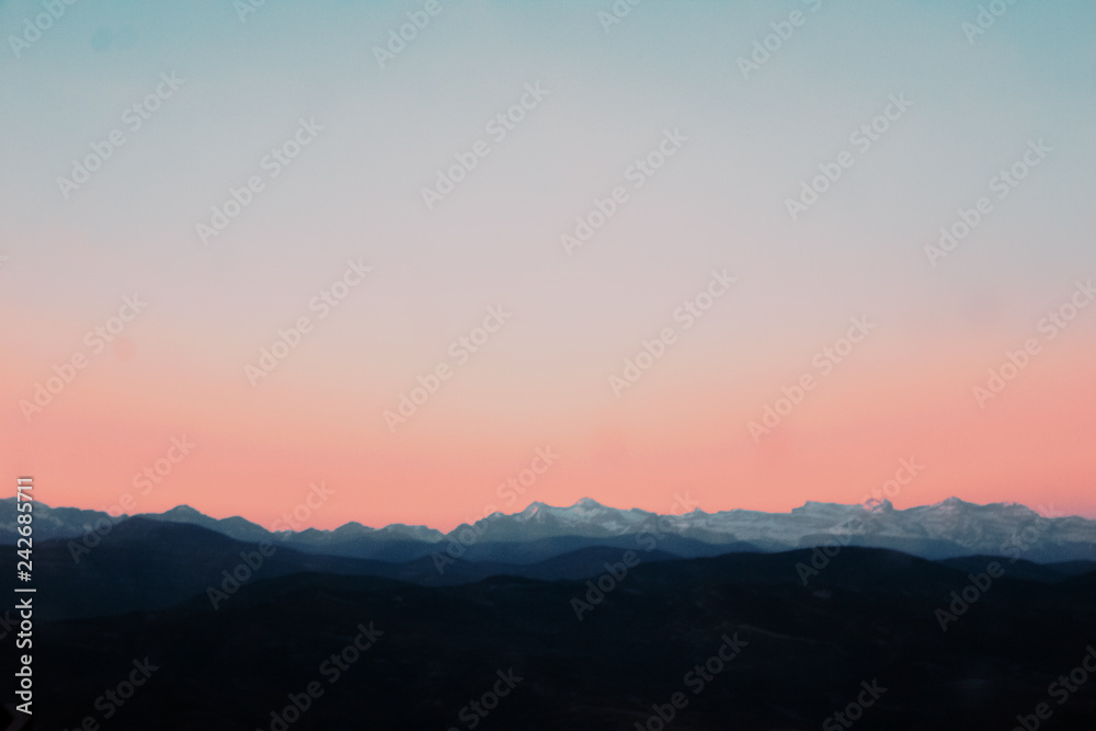 Mountain pink sunset