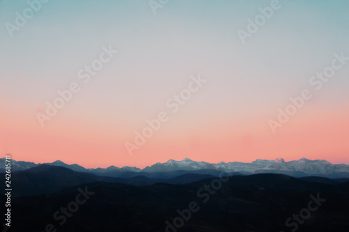 Mountain pink sunset