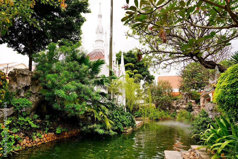Garden in Wat Prayurawongsawat Worawihan,Bangkok,Thailand