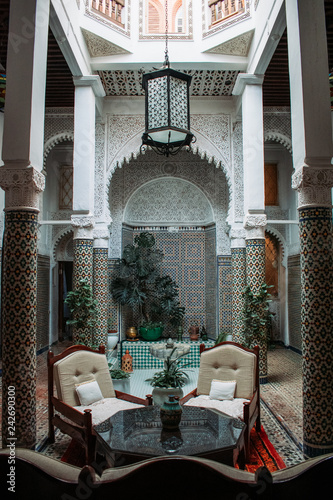 Typical traditional Moroccan Riad with beautiful interior design
