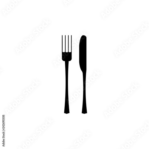 Vector illustration. fork and knife icon on white background. Restaurant menu icon.