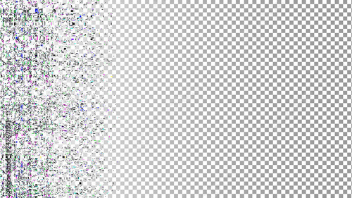 Glitch background. Grunge texture. Unusual glitch. Computer screen error. Digital pixel noise. Abstract design. Television signal fail. Data decay. Monitor technical problem.