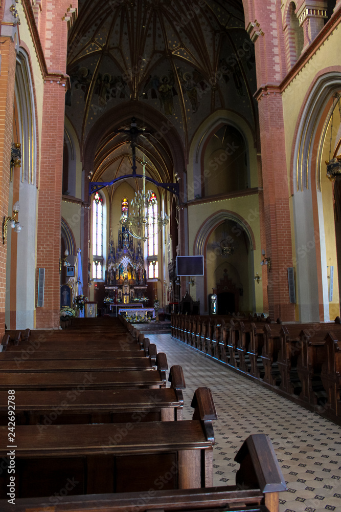 Tarnow, Poland - May 01, 2014: Interior of the Gothic Catholic Church of the Holy Family