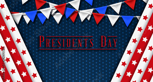 Presidents' Day. Presidents Day poster. Happy Presidents Day Background and symbols with USA flag. Vector illustration - Presidents' Day in the United States.