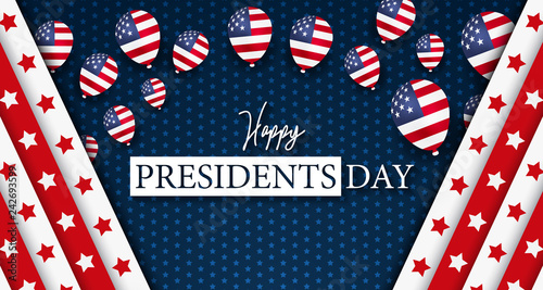 Presidents' Day. Presidents Day poster. Happy Presidents Day Background and symbols with USA flag. Vector illustration - Presidents' Day in the United States.