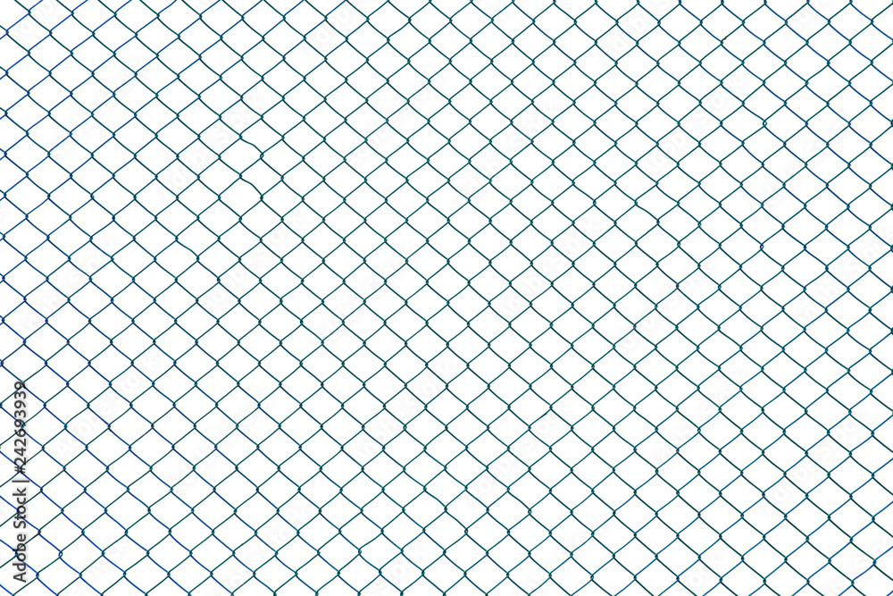 Fototapeta premium blue cage metal wire on pale white background