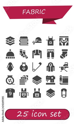Vector icons pack of 25 filled fabric icons