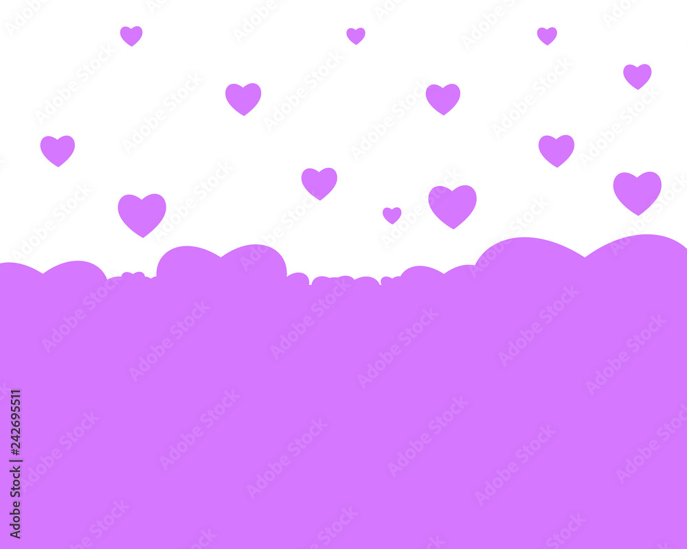 Many flying hearts. Simple design. Hearts love pink background. Vector background