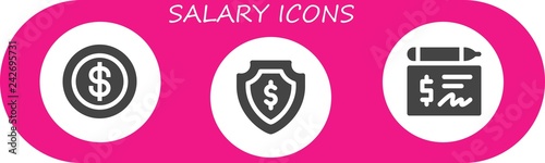 Vector icons pack of 3 filled salary icons