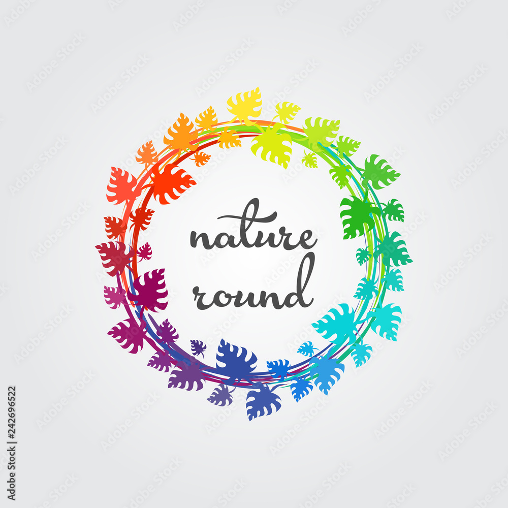 Circle nature frame design with rainbow colors Circle nature frame design with rainbow colors