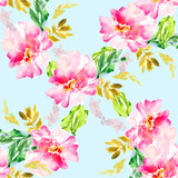 Modern, Seamless Watercolor Floral Pattern Wallpaper, Seamless Flower Background