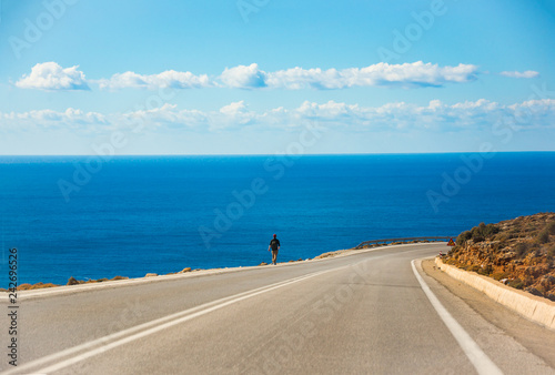 Scenic coastal road on Crete island in Greece