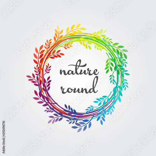 Circle nature frame design with rainbow colors