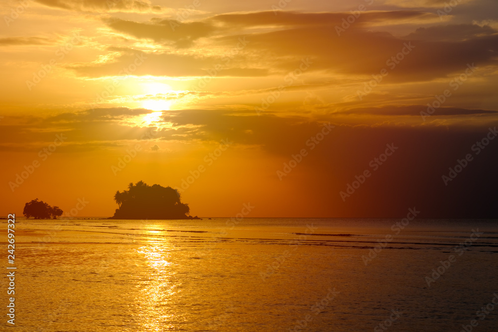 Beautiful sunset at Nai Yang Beach, Phuket, Thailand.