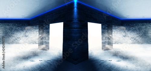 Empty room with old brick w...