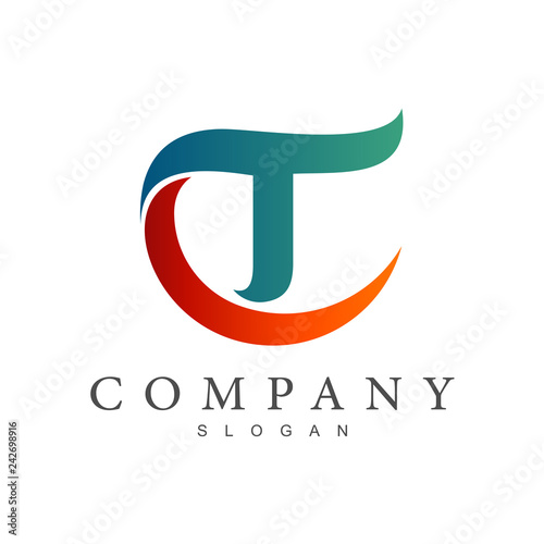 CT logo, TC logo, letter c and letter t initial letter logo template