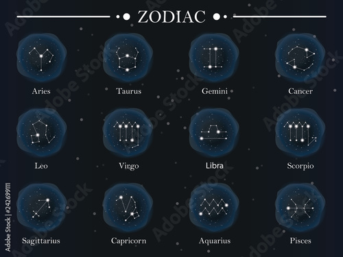 Zodiac Star Symbol On Dark Sky Icon - Vector