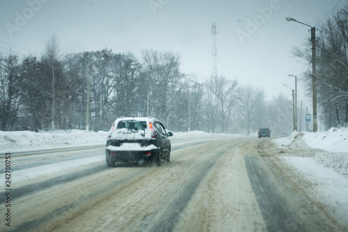 Winter Road snowing in winter season. © Chepko Danil
