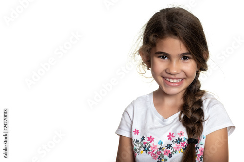 Portrait of a cute hispanic small girl © kmiragaya