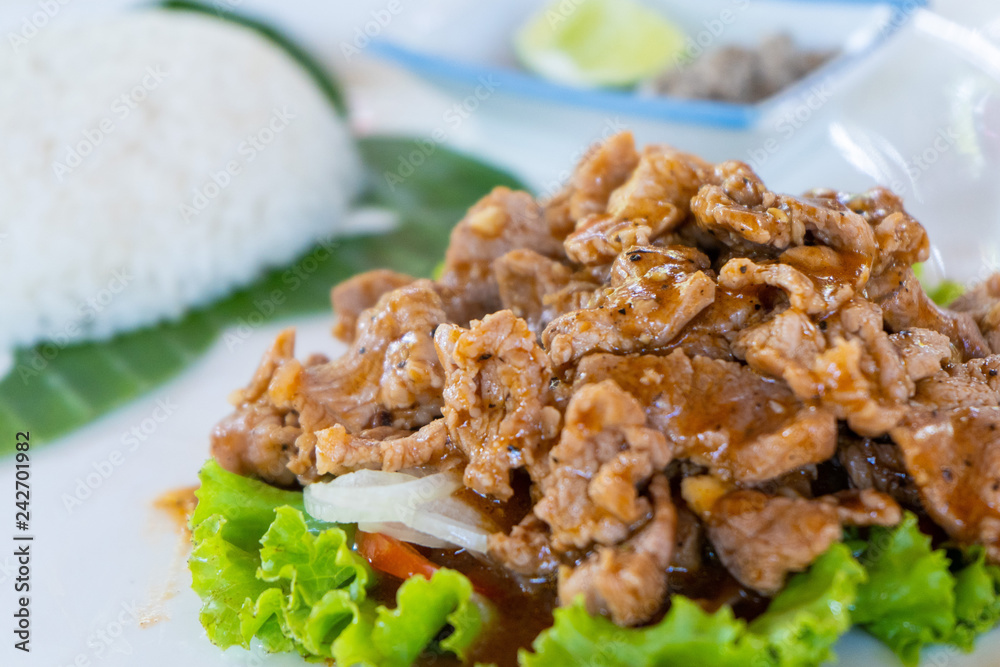 Obraz premium “Lok Lak” traditional recipe from Cambodia