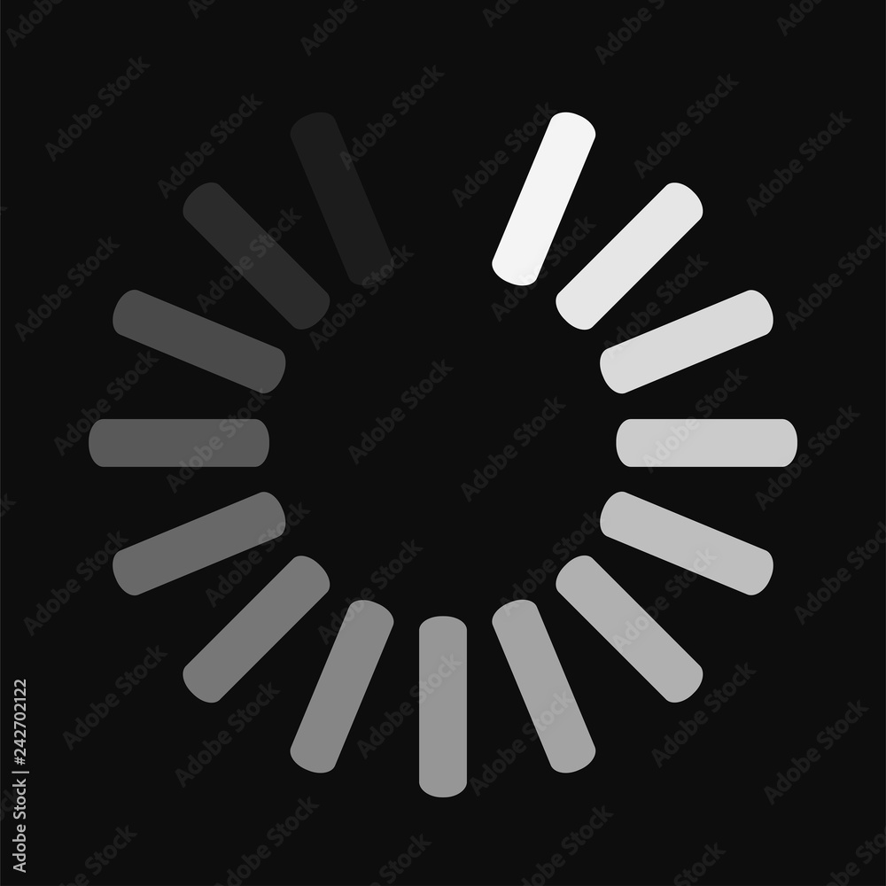 Round download sign isolated on black background. Load icon. Data loading bar. Vector stock illustration Round download sign isolated on black background. Load icon. Data loading bar. Vector stock illustration