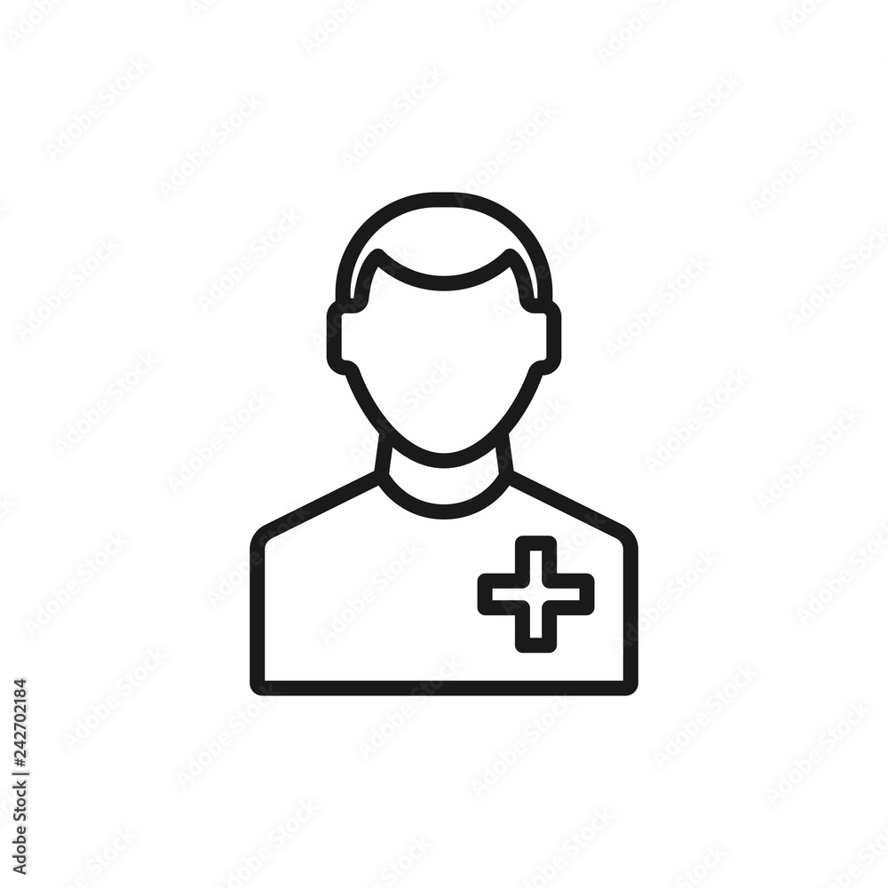 Specialist of medical sciences, doctor, consultant outline icon. Abstract portrait of male doc. Profession of helping people pictogram. Simplicity illustration in line style. Vector contour label Specialist of medical sciences, doctor, consultant outline icon. Abstract portrait of male doc. Profession of helping people pictogram. Simplicity illustration in line style. Vector contour label