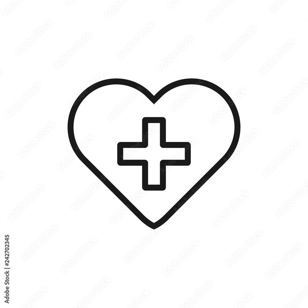 Medical logo, healthcare line icon, cross and heart sign, pharmacy, drugstore, health care center, diagnostics services, vector Medical logo, healthcare line icon, cross and heart sign, pharmacy, drugstore, health care center, diagnostics services, vector