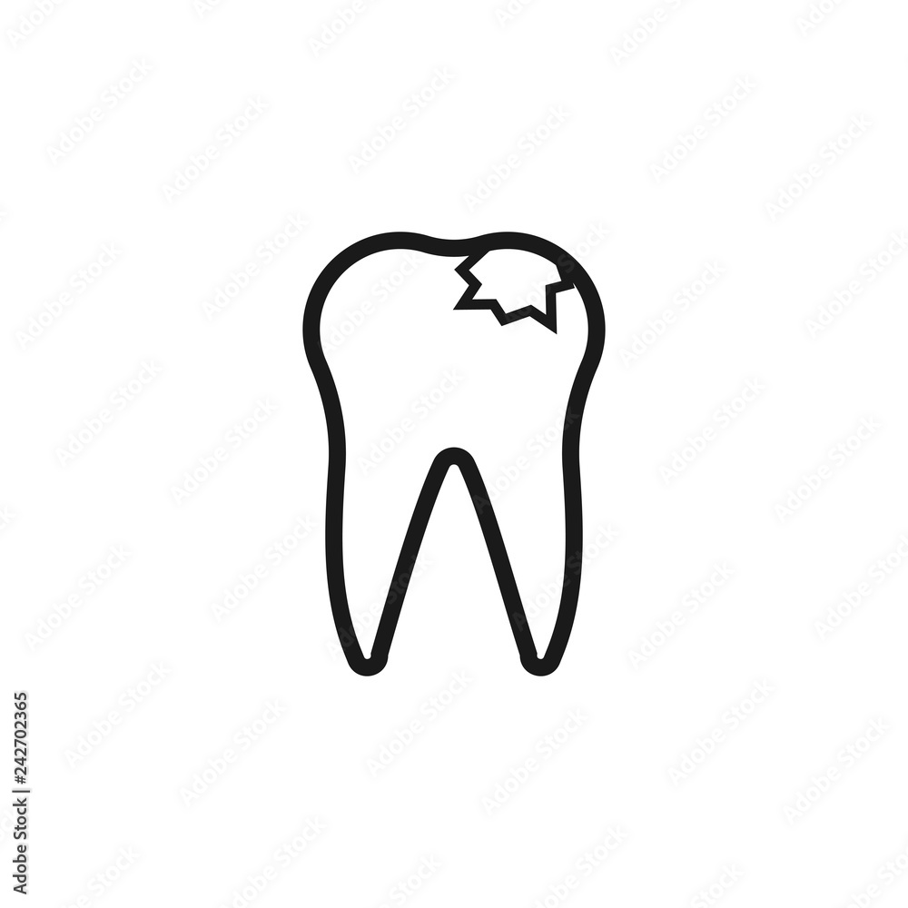Tooth with caries line icon, outline vector sign, linear style pictogram isolated on white. Damage tooth symbol, logo illustration. Editable stroke Tooth with caries line icon, outline vector sign, linear style pictogram isolated on white. Damage tooth symbol, logo illustration. Editable stroke