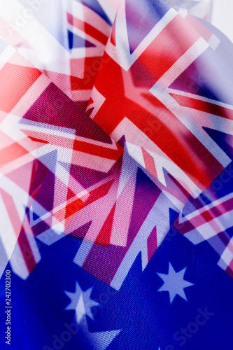 multiple exposure of some australian flags