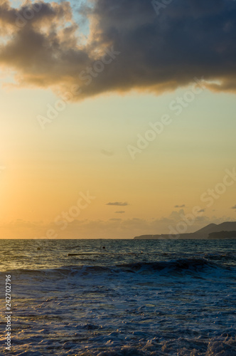 Amazing sea sunset  the sun  waves  clouds