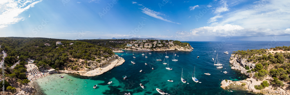 Luftaufnahme, Blick über die Fünf Finger Bucht von Portals Vells,  Mallorca, Balearen, Spanien