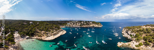 Luftaufnahme, Blick über die Fünf Finger Bucht von Portals Vells,  Mallorca, Balearen, Spanien photo