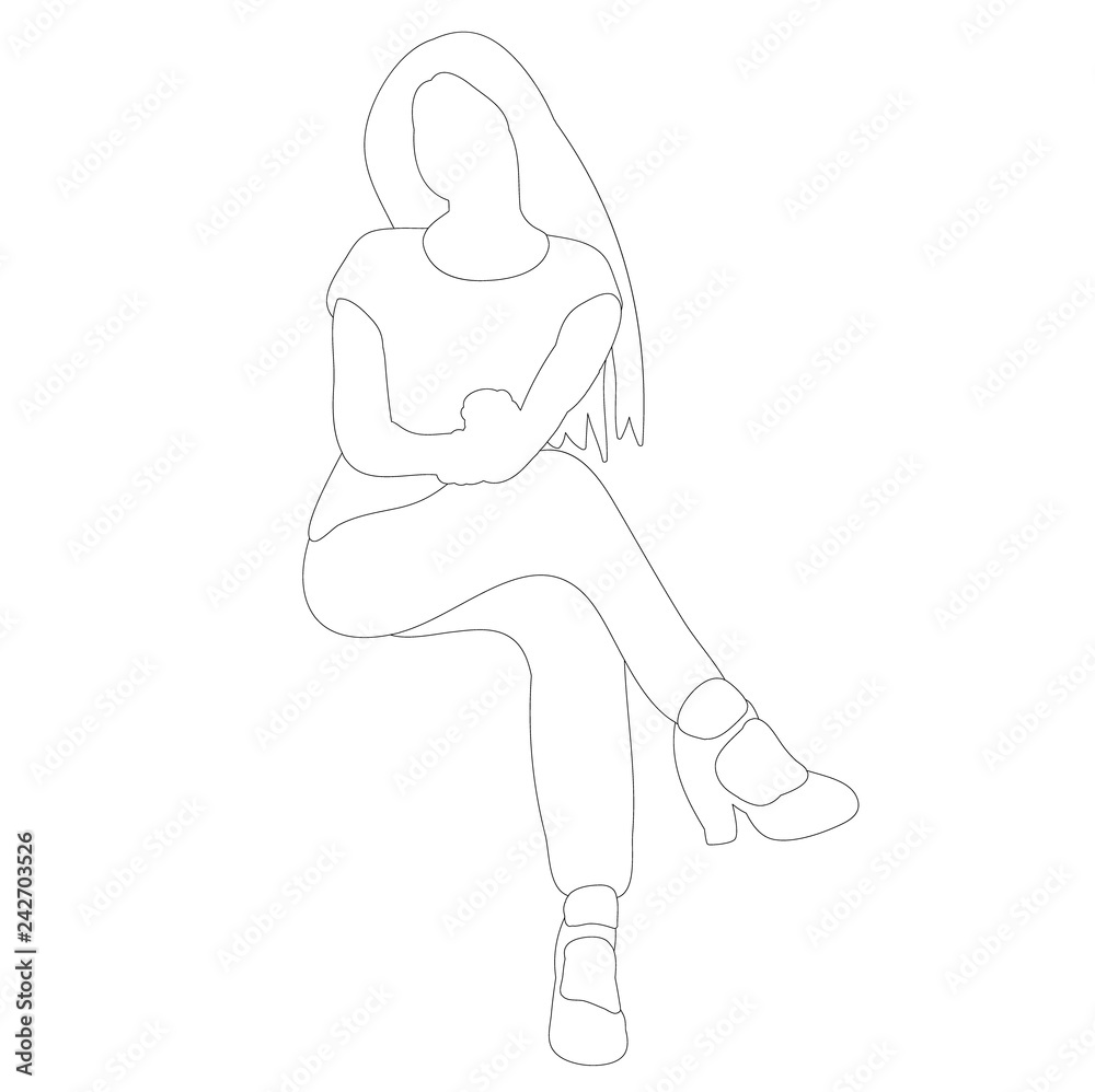 .girl, woman sitting, lines. .girl, woman sitting, lines.
