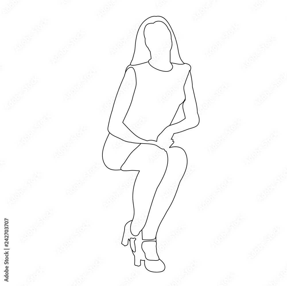 Fototapeta premium isolated sketch girl sitting