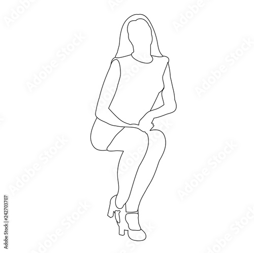  isolated sketch girl sitting