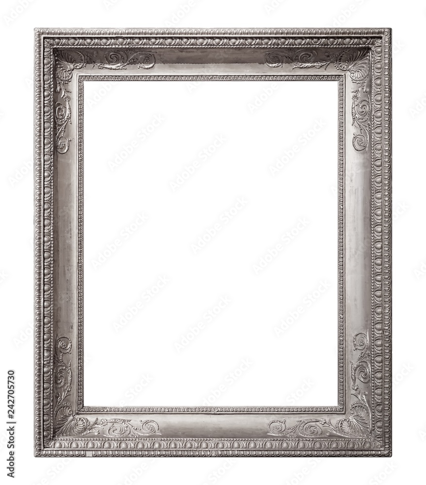 Silver frame for paintings, mirrors or photo isolated on white background Silver frame for paintings, mirrors or photo isolated on white background