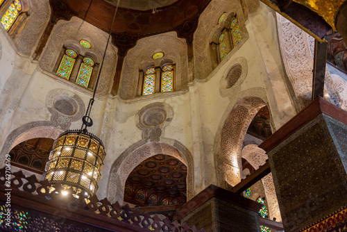 Decorated chandelier and ceilings at the Qalawun complex photo