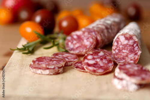 Sliced french salami with mold