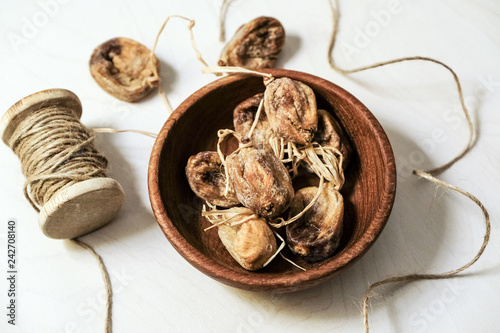 Dried figs on the string; healthful food