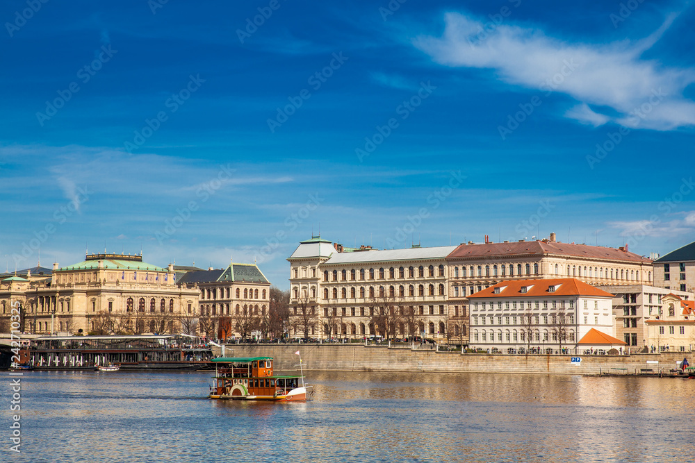 The beautiful old town of Prague city and the Vltava river