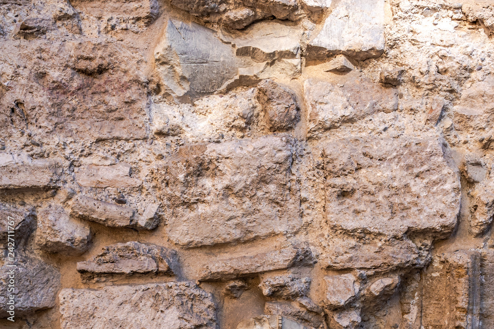 Rustika Ancient brick and stone wall. Mediterranean style. Spanish and Roman ...
