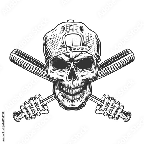 Vintage bandit skull in hipster cap