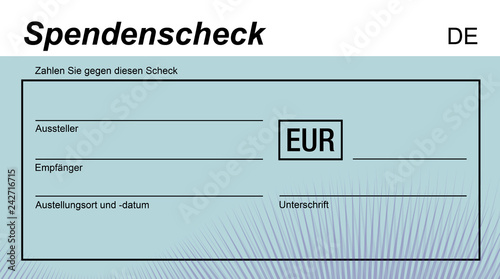 Vorlage eines Spendenschecks zur Übergabe, blanko in Vektor