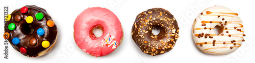 Four different donuts isolated on the white background