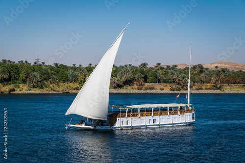 traditional boat at nile river in egyp