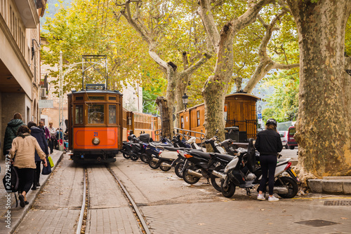 Soller, Mallorca, Spain - 04.11.2018: old electric tram