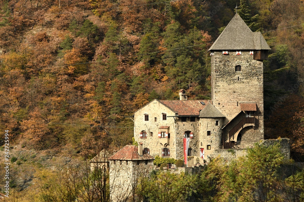 Branzoll Castle or Torre del Capitano. The tower of the Captain is what remains of castel Branzoll, a thirteenth-century fortified building in Chiusa in South Tyrol, Italy.